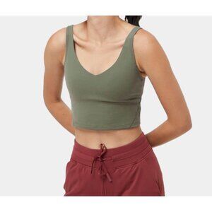 Halara V Neck Padded Spaghetti Strap Cropped Yoga Tank Top Sz XS Green